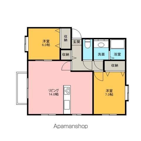 シャンオラージュ壱番館(2LDK/2階)の間取り写真