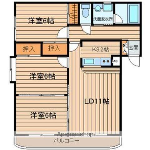 平成レジデンス参番館(3LDK/2階)の間取り写真