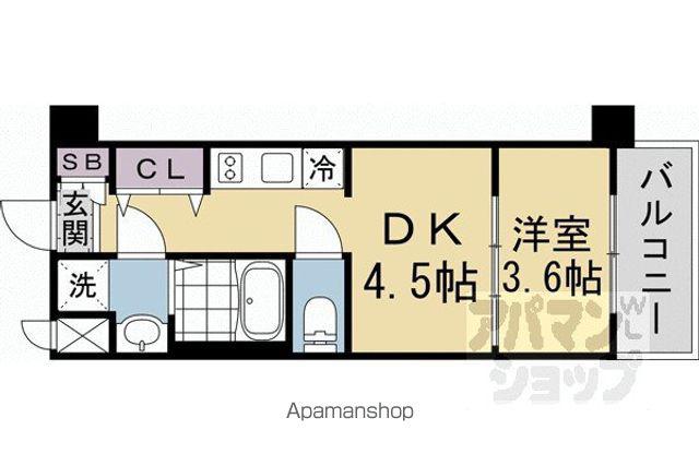 レシオス京都嵯峨野(1DK/3階)の間取り写真