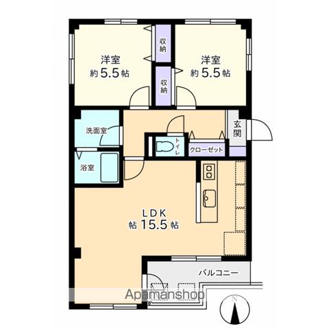 アベニュー柴又(2LDK/2階)の間取り写真