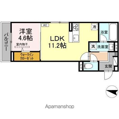 ベルヴィオラ西深津(1LDK/2階)の間取り写真