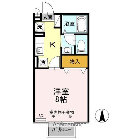 COURT イースト(1K/2階)の間取り写真