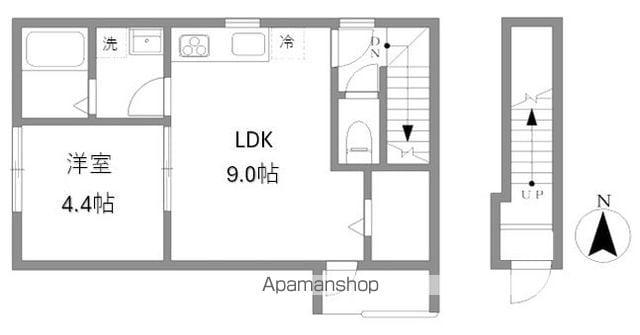 ボン・プレサージュ郡中(1LDK/2階)の間取り写真