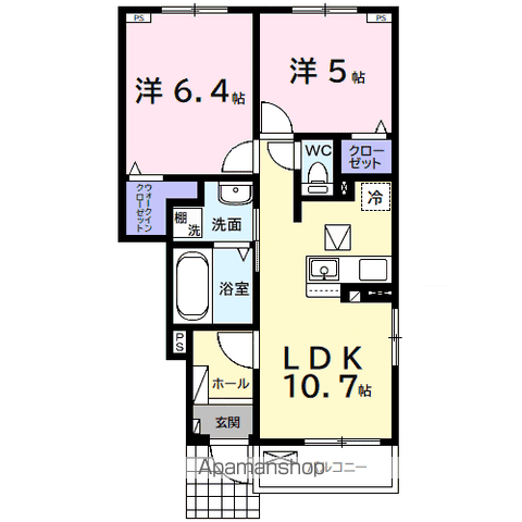 ドリーマーⅡ(2LDK/1階)の間取り写真