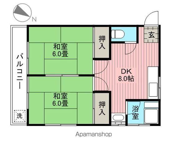 第2コーポけやき(2DK/2階)の間取り写真