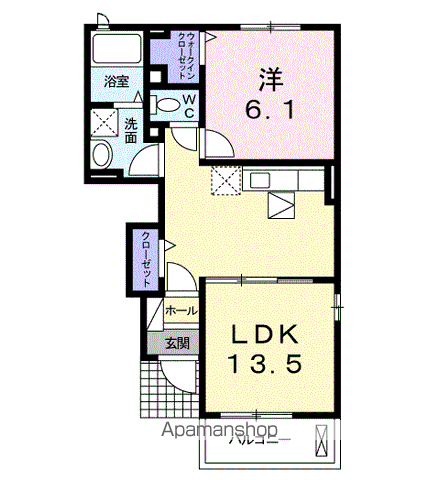 ユニゾン スクエア(2DK/1階)の間取り写真