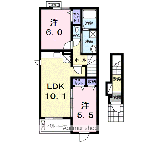 エスペランサ(2LDK/2階)の間取り写真