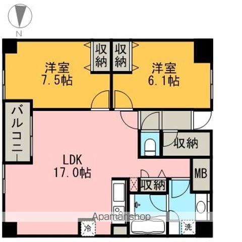 グラン・アベニュー栄(2LDK/8階)の間取り写真