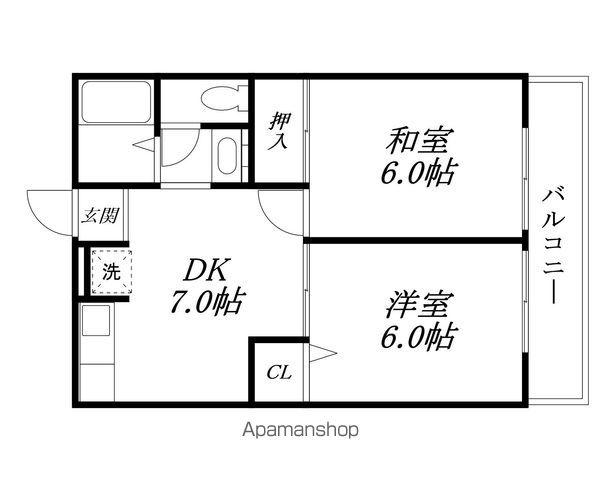 パストラルⅠ・Ⅱ(2DK/1階)の間取り写真