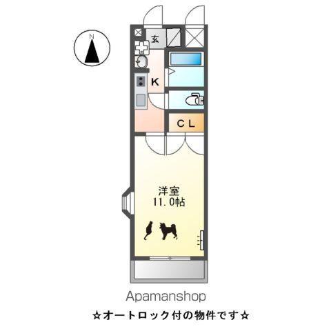 プレジデント川中(1K/2階)の間取り写真