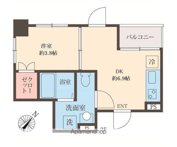 スフィア日本橋富沢町(1DK/2階)の間取り写真