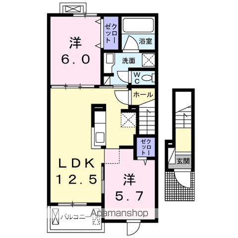 プリムローズ・サノ(2LDK/2階)の間取り写真