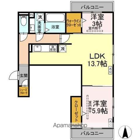 シェーヌアーブル(2LDK/3階)の間取り写真