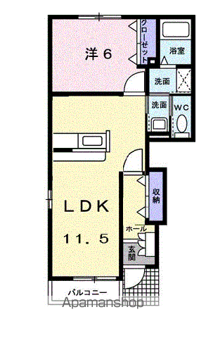 メロディハウス メゾピアノ(1LDK/1階)の間取り写真