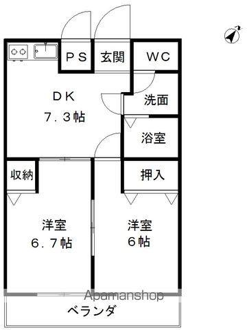 ラ・セゾン小諸(2DK/2階)の間取り写真