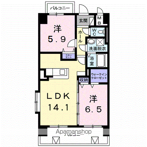 OSANPO上津(2LDK/2階)の間取り写真