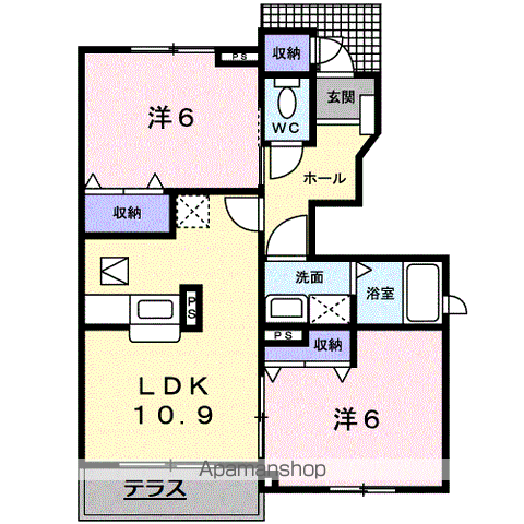 セレッソ パセーオ Ⅲ(2LDK/1階)の間取り写真