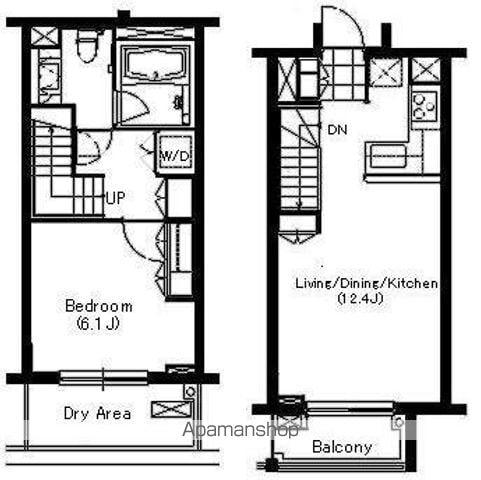 柿の木坂イースト(1LDK/1階)の間取り写真