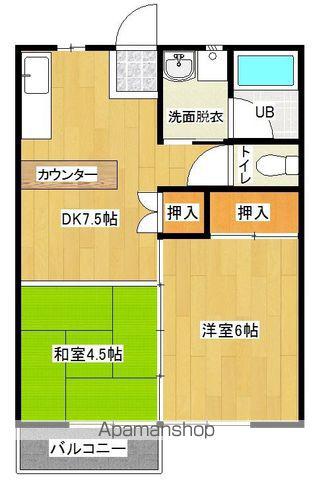 丸久第11コーポB棟(1LDK/1階)の間取り写真