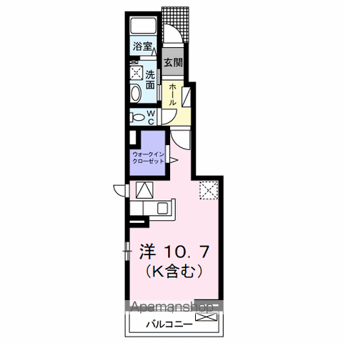 クロスハーバーⅢ(ワンルーム/1階)の間取り写真