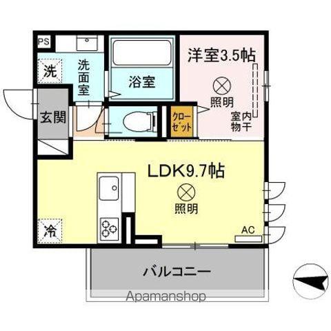 コンフォール古閑上(1LDK/2階)の間取り写真