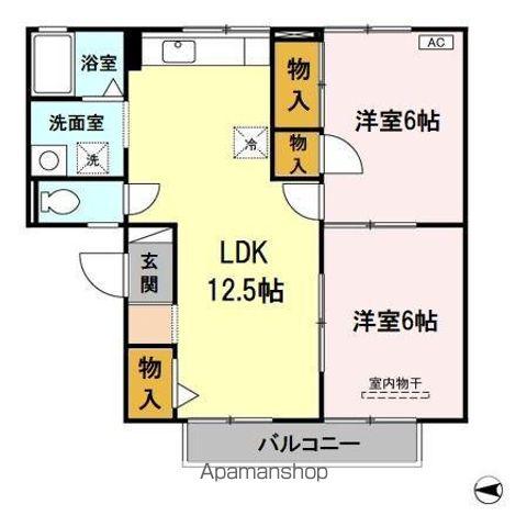 パークヒルA棟(2LDK/2階)の間取り写真