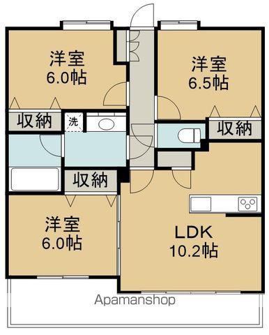ぺルル東仙台Ⅱ(3LDK/4階)の間取り写真
