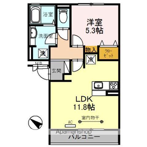 セジュールZENIII C棟(1LDK/2階)の間取り写真