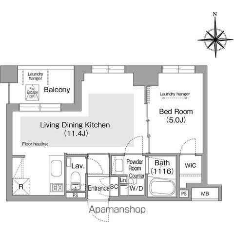 コンフォリア・リヴ文京護国寺(1LDK/1階)の間取り写真