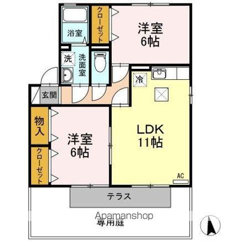 サン・スクエア A・B棟(2LDK/1階)の間取り写真