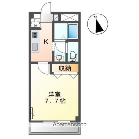 ルビコン(1K/1階)の間取り写真