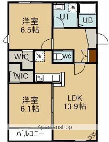エターナル中道(2LDK/1階)の間取り写真