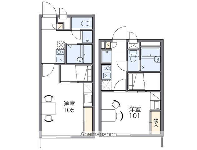 レオパレスシェルフィード山越(1K/2階)の間取り写真
