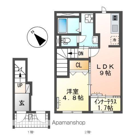 アムール香椎駅前Ⅱ(1LDK/2階)の間取り写真