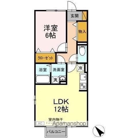ヴィアノⅠ(1LDK/2階)の間取り写真