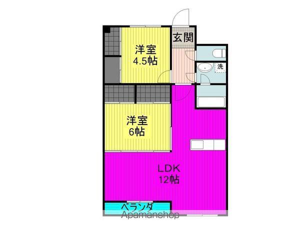 プランドール矢原(2LDK/5階)の間取り写真