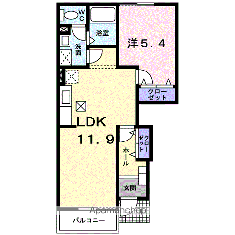 ミニヨンA(2DK/1階)の間取り写真