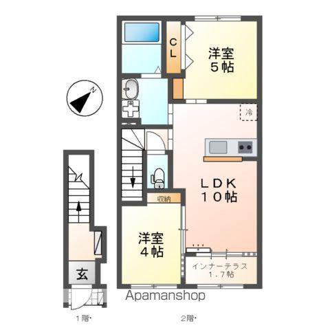 豊山町豊場新栄アパート(2LDK/2階)の間取り写真