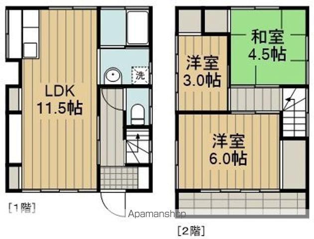 多摩モノレール 上北台駅 徒歩15分 2階建 築48年(3LDK)の間取り写真