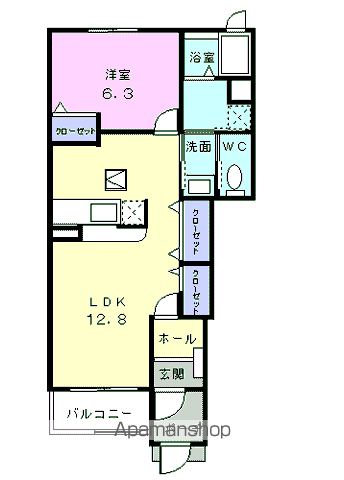 メゾン田園シャトーB館(1LDK/1階)の間取り写真