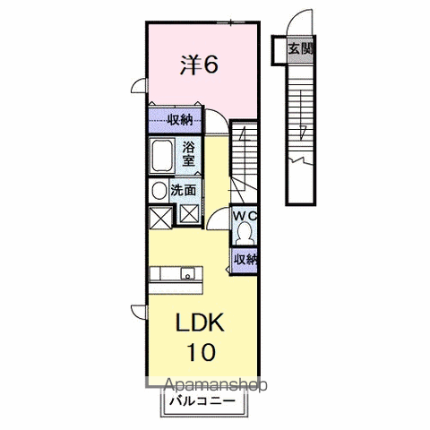 プリムヴェールB(1LDK/2階)の間取り写真