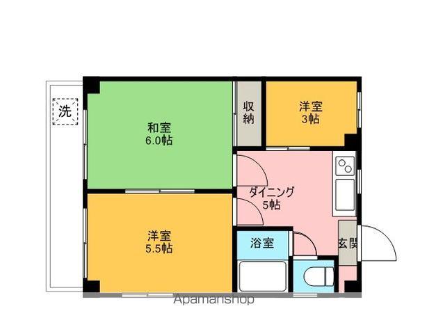 リバーサイドホーム(2SDK/3階)の間取り写真