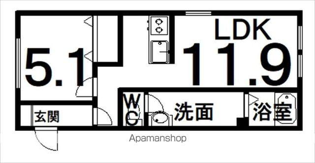 CREA(1LDK/1階)の間取り写真