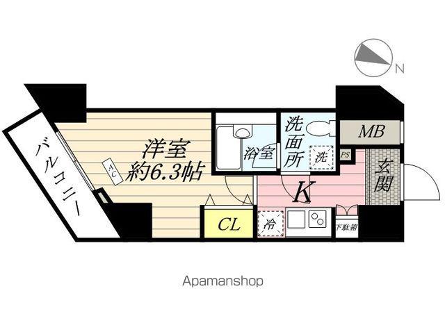 メインステージ文京小石川(1K/2階)の間取り写真