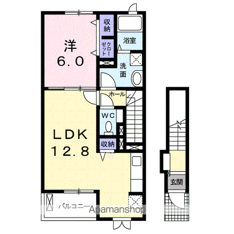 VILLAひまわりⅢ(1LDK/2階)の間取り写真