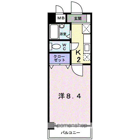 エンゼルパレス古賀(1K/4階)の間取り写真