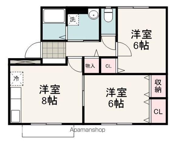 中島ベイコートA(2DK/1階)の間取り写真