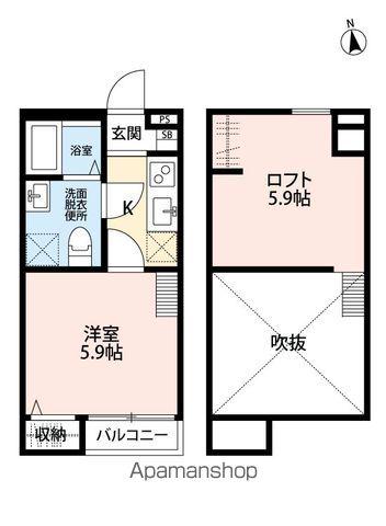 千代田・常磐緩行線 北松戸駅 徒歩15分 2階建 築9年(1K/2階)の間取り写真