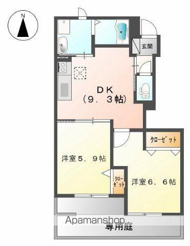 クレシア2(2DK/1階)の間取り写真