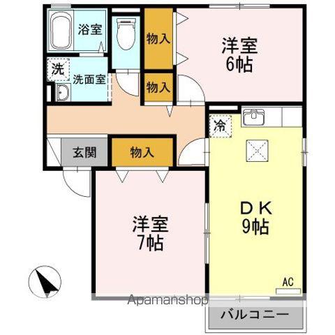 ラポンベールⅡ(2DK/1階)の間取り写真